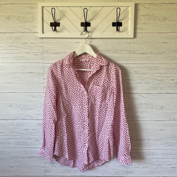 beachlunchlounge Button Down Poppy Shirt Red Sz Small - Picture 1 of 10